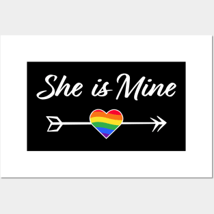 Rainbow She Is Mine For Lesbian Lovers Posters and Art